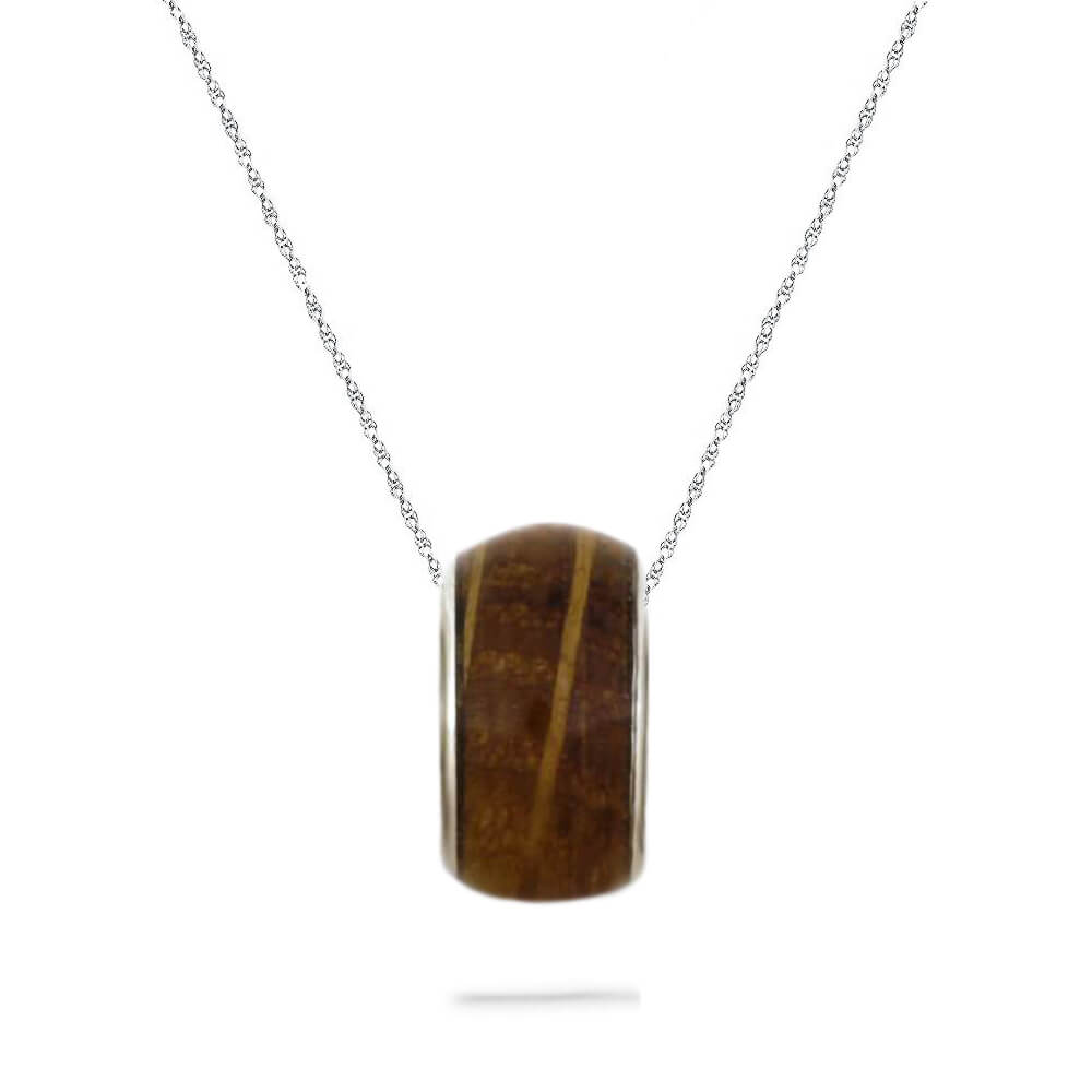 Whiskey Barrel Oak Wood Charm Bead Necklace, In Stock-SIG3034 - Jewelry by Johan
