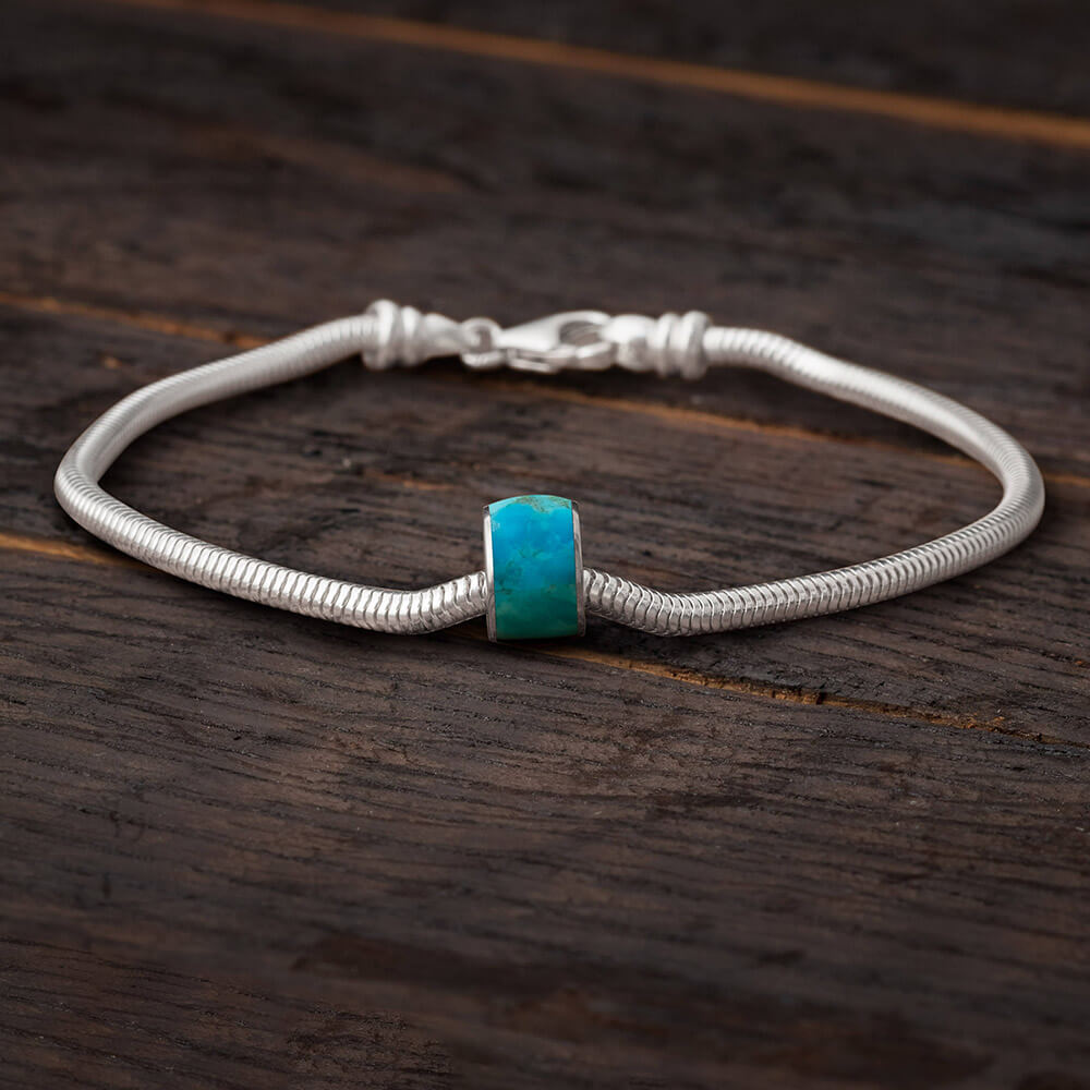 Genuine Turquoise Charm Bead Bracelet, In Stock-SIG3038 - Jewelry by Johan
