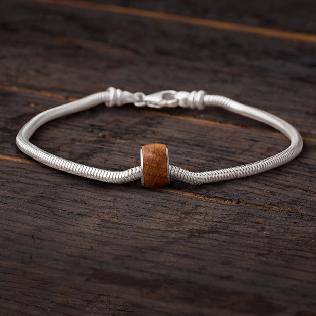 Whiskey Barrel Oak Wood Charm Bead Bracelet-SIG3039 - Jewelry by Johan