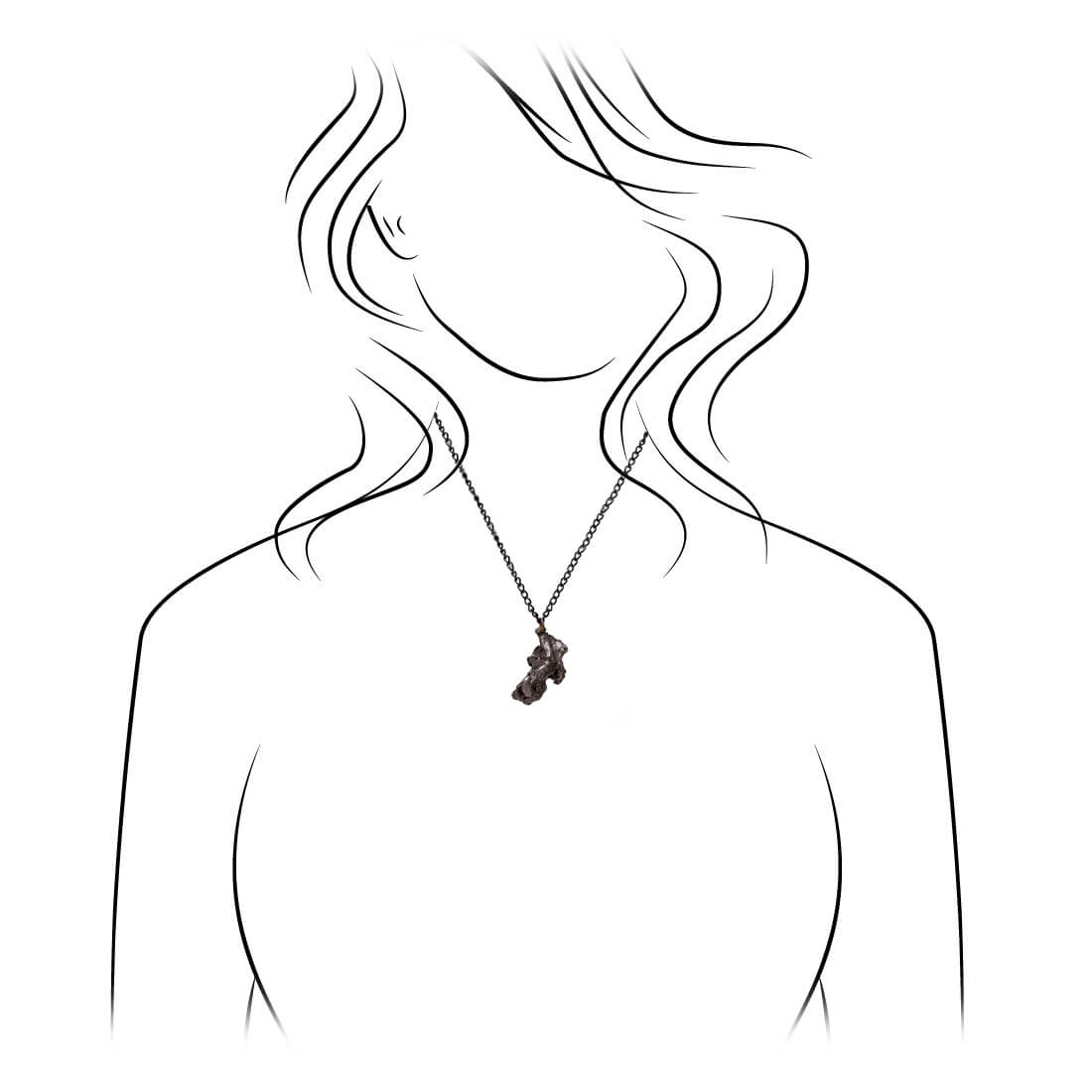 Meteorite Nugget Necklace With Black 30 Chain