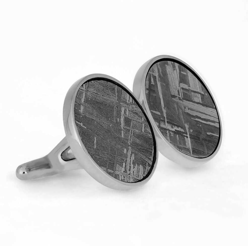 Genuine Meteorite Round Cuff Links, In Stock-SIG3042 - Jewelry by Johan