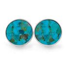 Genuine Turquoise Round Cuff Links, In Stock-SIG3043 - Jewelry by Johan