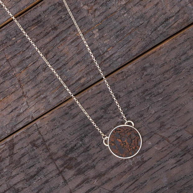 Dinosaur Fossil Round Bezel Necklace