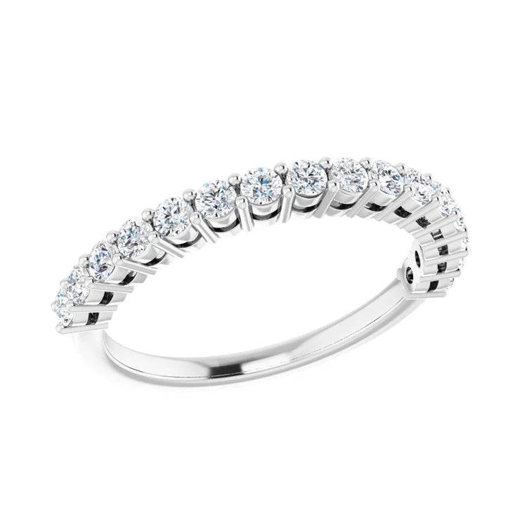 White gold diamond anniversary band with prong setting