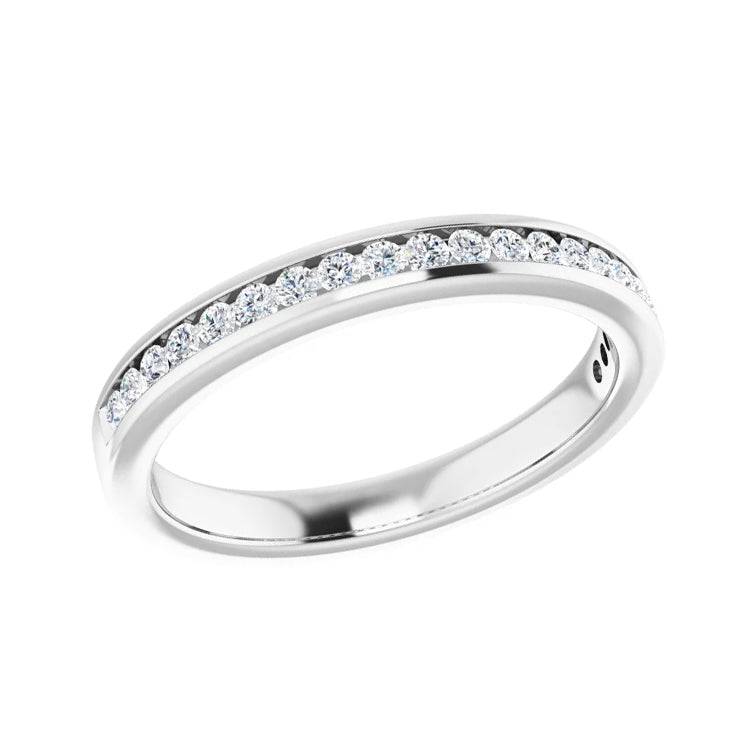 White gold diamond anniversary band with channel setting