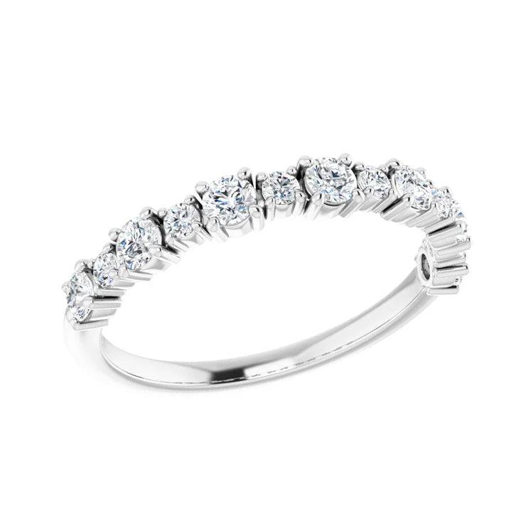 Alternating diamond half eternity band in white gold