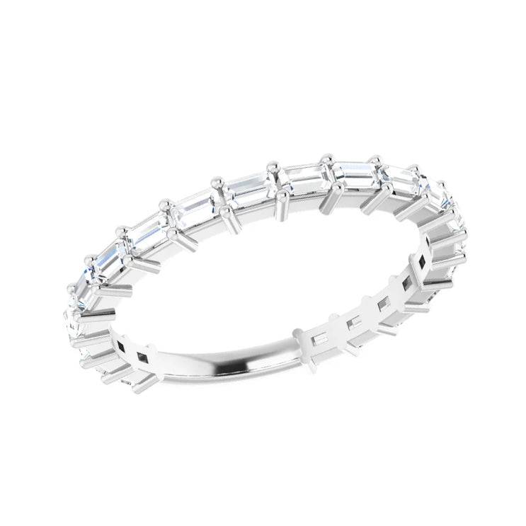 Elegant baguette diamond anniversary band in white gold