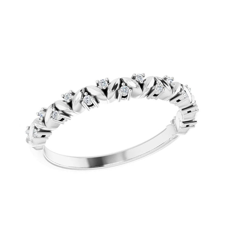 Unique 14kt white gold diamond flower leaf and vine wedding ring engagement  ring