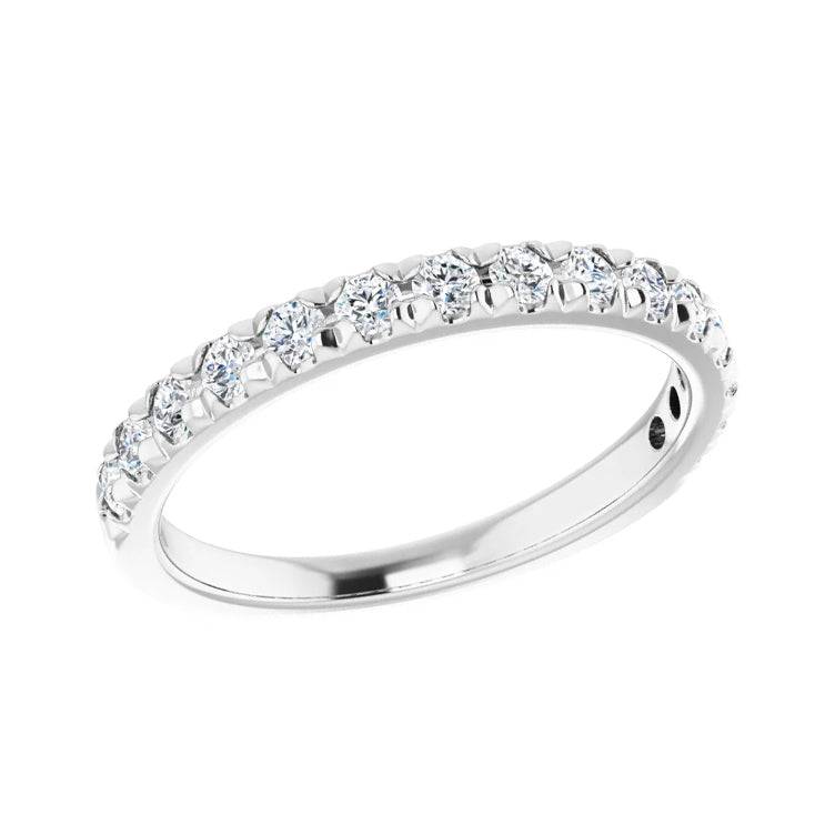 1/2 CTW diamond ring with French setting on white background