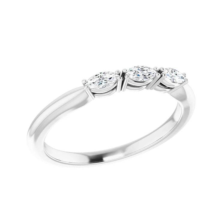 Side view of marquise cut diamond stackable ring