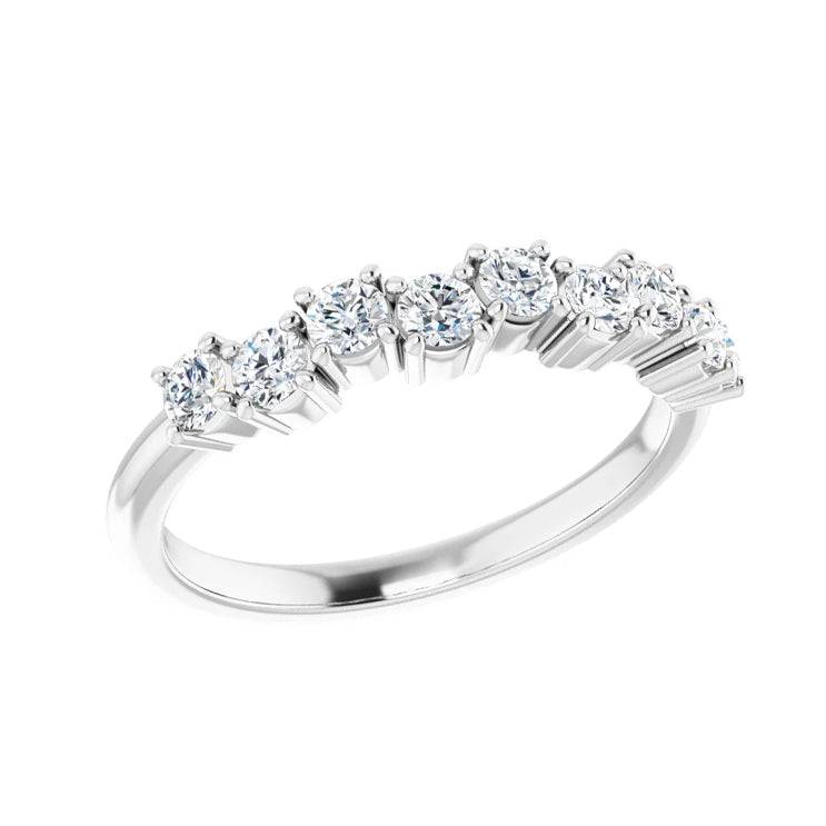 1/2 CTW Round Anniversary Band With Asymetrical Design - Unknown - Send  Ring Sizer First / 14k White Gold