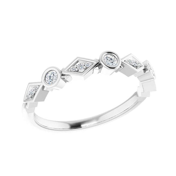 Elegant diamond stackable band with alternating circles