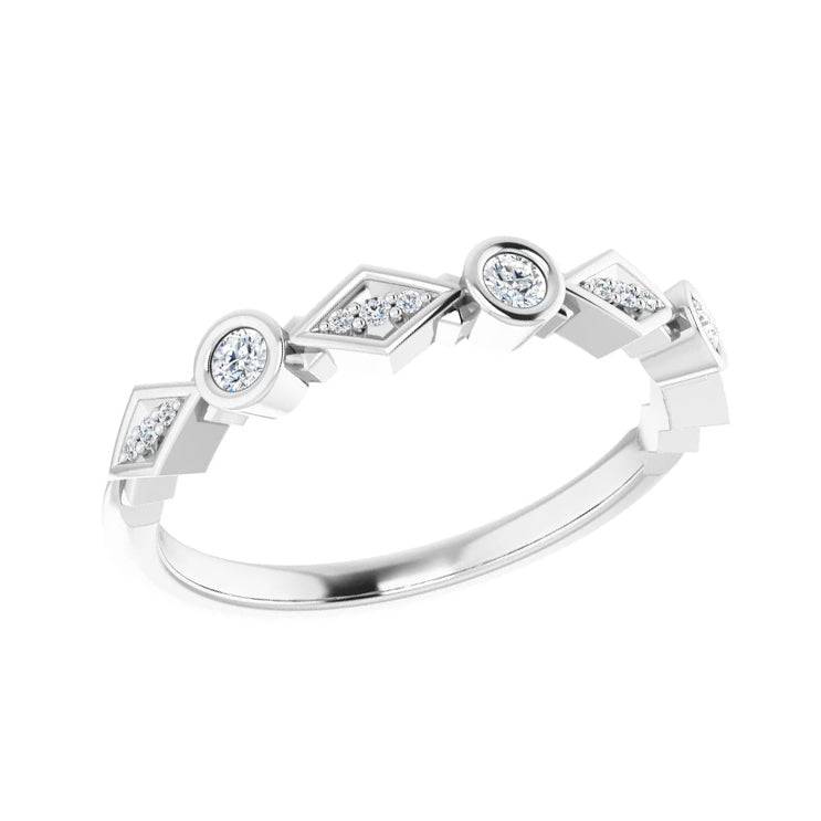 Elegant diamond stackable band with alternating circles