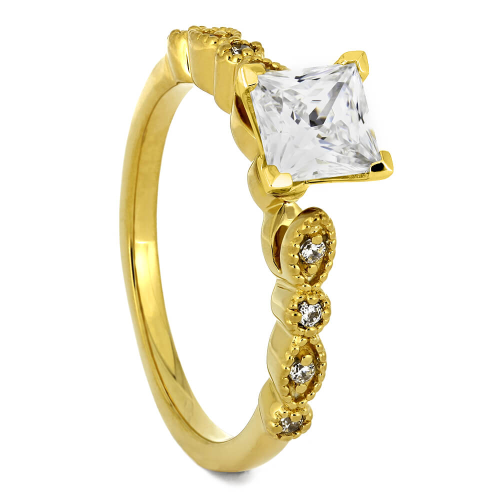 Vintage Style Princess Cut Diamond Engagement Ring Diamond-ST671-17D - Jewelry by Johan