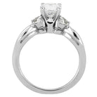 Round Cut Moissanite and Diamond Engagement Ring in White Gold-ST676-3M - Jewelry by Johan