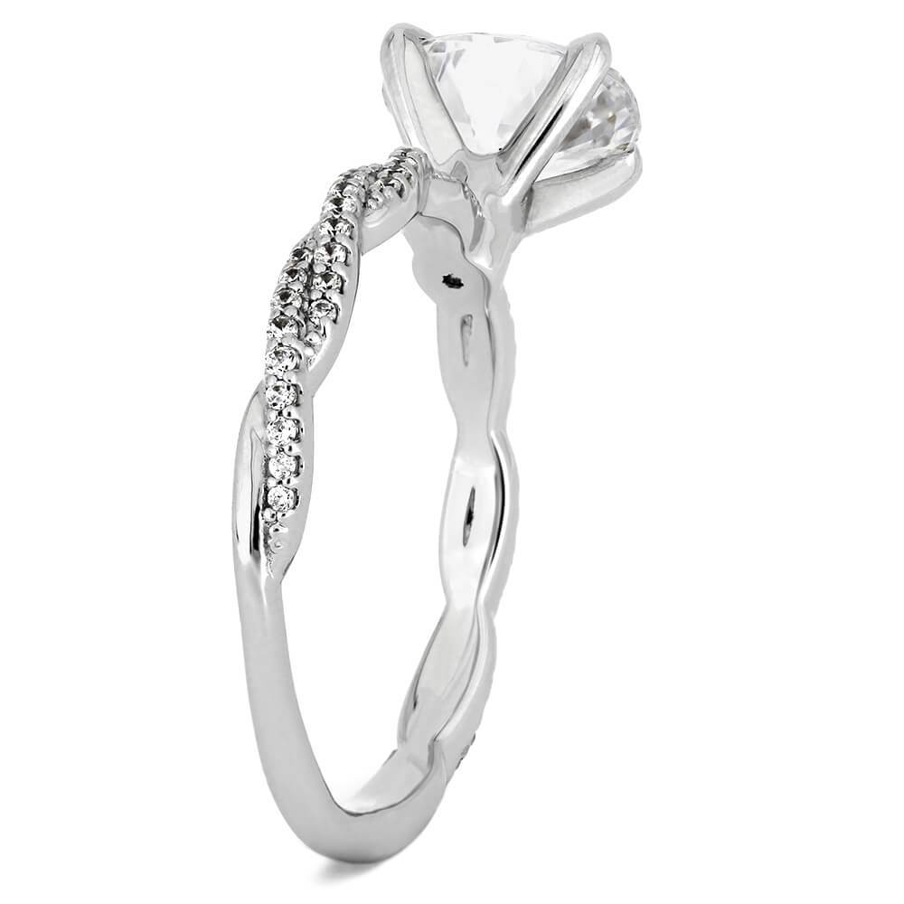 Oval Cut Diamond Engagement Ring in White Gold Twist Band-ST697-20D - Jewelry by Johan