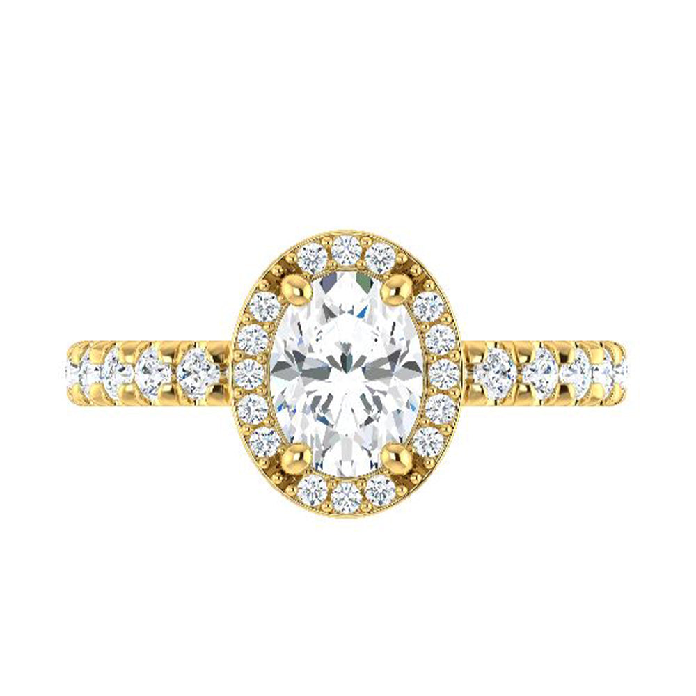 Oval Cut Diamond Halo Engagement Ring-ST706-29D - Jewelry by Johan