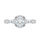 White Gold Moissanite Halo Engagement Ring With Diamond Accents-ST711-25M - Jewelry by Johan