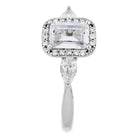 Emerald Cut Moissanite Halo Engagement Ring With Diamond Accents-ST711-27M - Jewelry by Johan