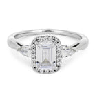 Emerald Cut Moissanite Halo Engagement Ring With Diamond Accents-ST711-27M - Jewelry by Johan