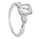 Emerald Cut Moissanite Halo Engagement Ring With Diamond Accents-ST711-27M - Jewelry by Johan