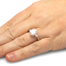 Emerald Cut Moissanite Halo Engagement Ring With Diamond Accents-ST711-27M - Jewelry by Johan