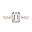 Emerald Cut Moissanite Halo Engagement Ring With Diamond Accents-ST711-27M - Jewelry by Johan