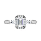 Emerald Cut Moissanite Halo Engagement Ring With Diamond Accents-ST711-27M - Jewelry by Johan