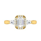 Emerald Cut Moissanite Halo Engagement Ring With Diamond Accents-ST711-27M - Jewelry by Johan