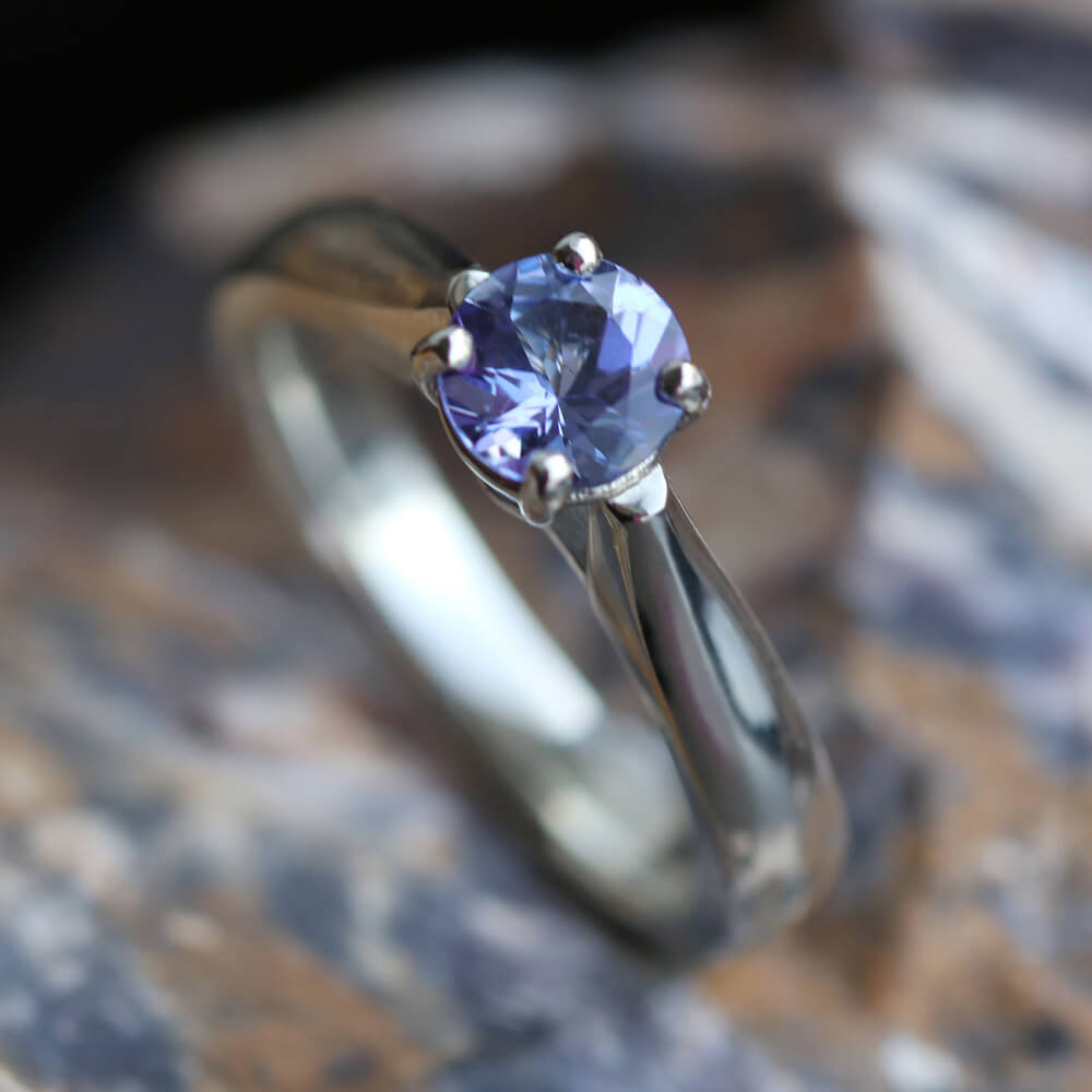 Solitaire Tanzanite Engagement Ring With Diamond Accents - Jewelry by Johan