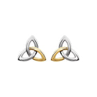 White & Yellow Gold Celtic-Inspired Trinity Stud Earrings
