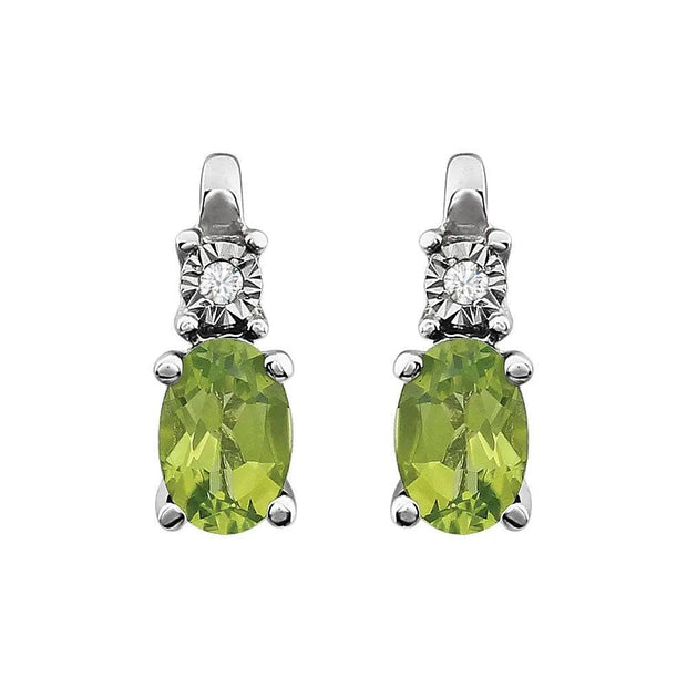 Natural Peridot & Natural Diamond Stud Earrings