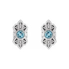 Natural Aquamarine & Natural Diamond Stud Earrings