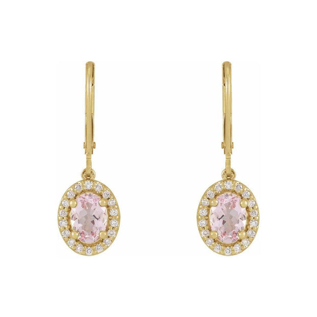 Natural Pink Morganite & Natural Diamond Earrings