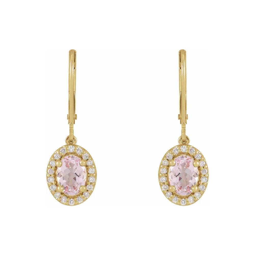 Natural Pink Morganite & Natural Diamond Earrings