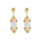 Natural Opal & Natural Pink Sapphire Vintage-Inspired Earrings