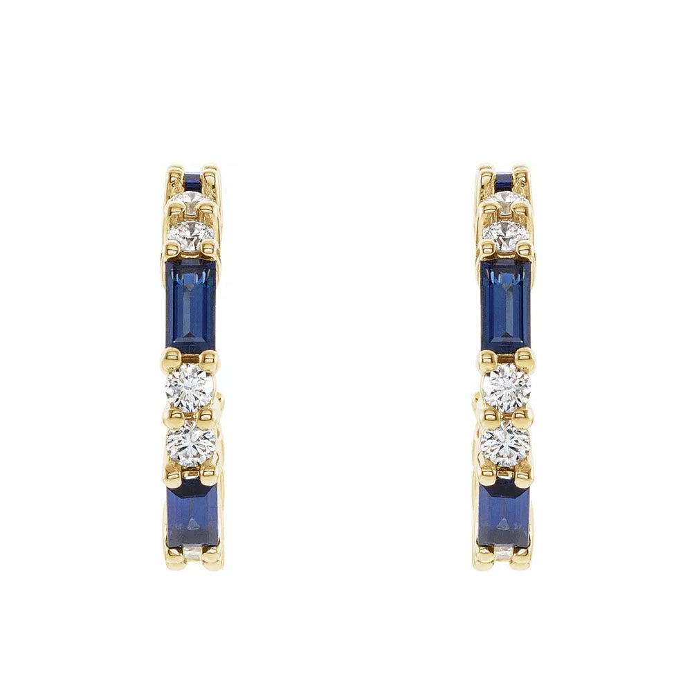 Blue Sapphire & Diamond Hoop Earrings | Jewelry by Johan - Jewelry