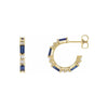 Natural Blue Sapphire & Natural Diamond Hoop Earrings