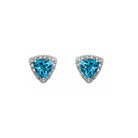 Natural Swiss Blue Topaz & Natural Diamond Stud Earrings