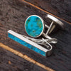 Totally Turquoise Gift Set - Kingman Turquoise Cuff Links And Tie Clip Bundle - Jewelry by Johan
