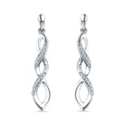 Drop Diamond Earrings, Silver or White Gold-SHEF015040BAW - Jewelry by Johan
