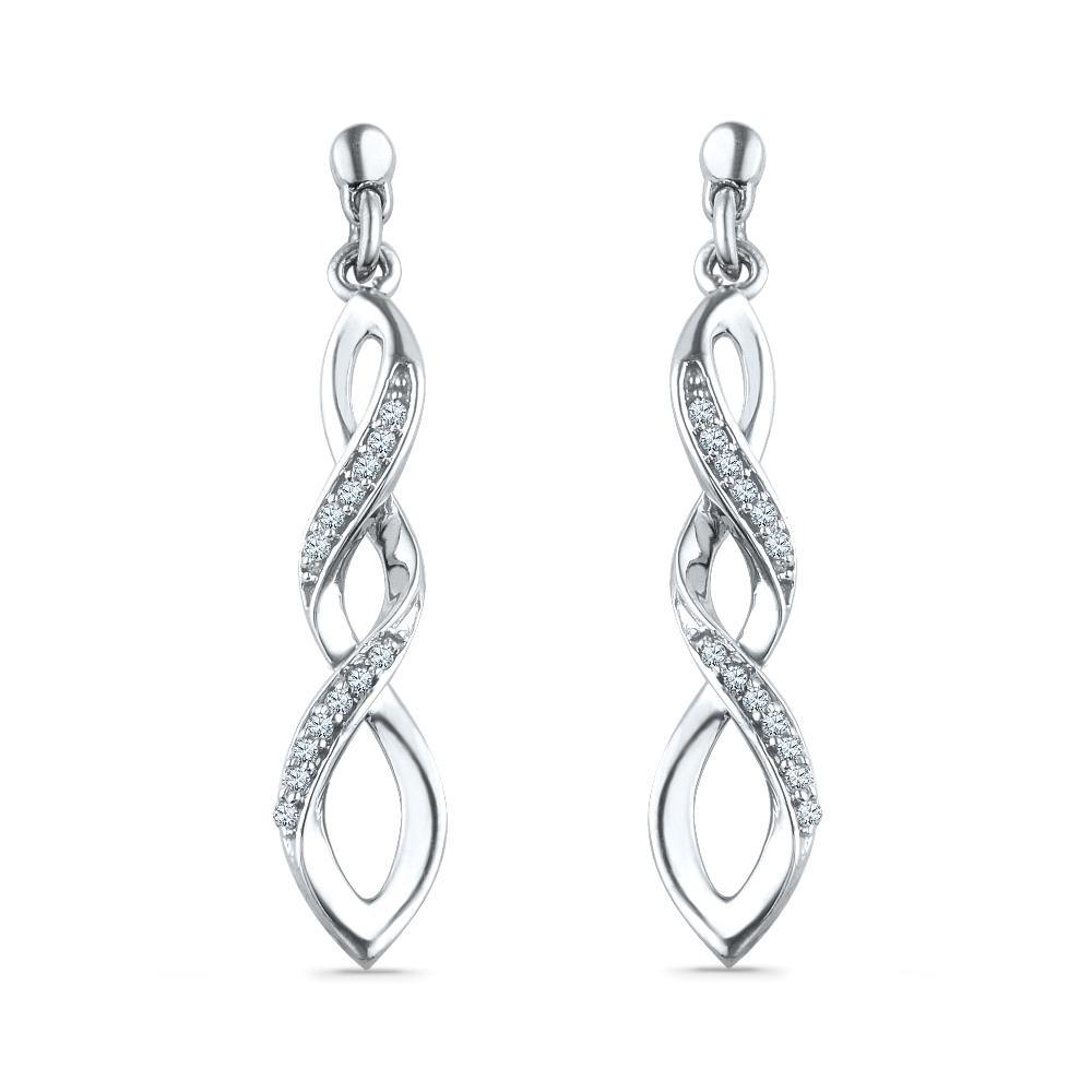 Drop Diamond Earrings, Silver or White Gold-SHEF015040BAW - Jewelry by Johan