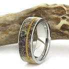 Deer Antler Ring with Oak Wood Pinstripe-1730 - Jewelry by Johan