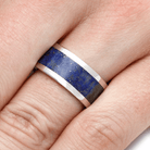 Platinum Wedding Band With Lapis Lazuli-2261 - Jewelry by Johan