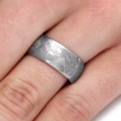 Sectioned Gibeon Meteorite Men's Wedding Band in Titanium-2109 - Jewelry by Johan