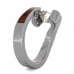Moissanite & Wood Wedding Ring Set in Titanium