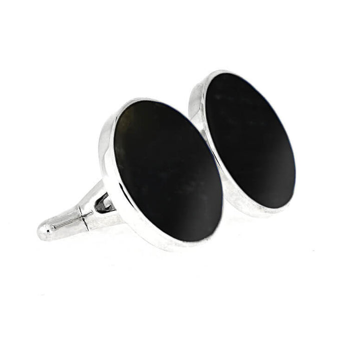 Round Springbok Horn Cuff Links In Sterling Silver