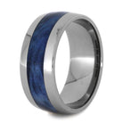 Blue Box Elder Burl Wood Ring, Titanium Wedding Band-2511 - Jewelry by Johan