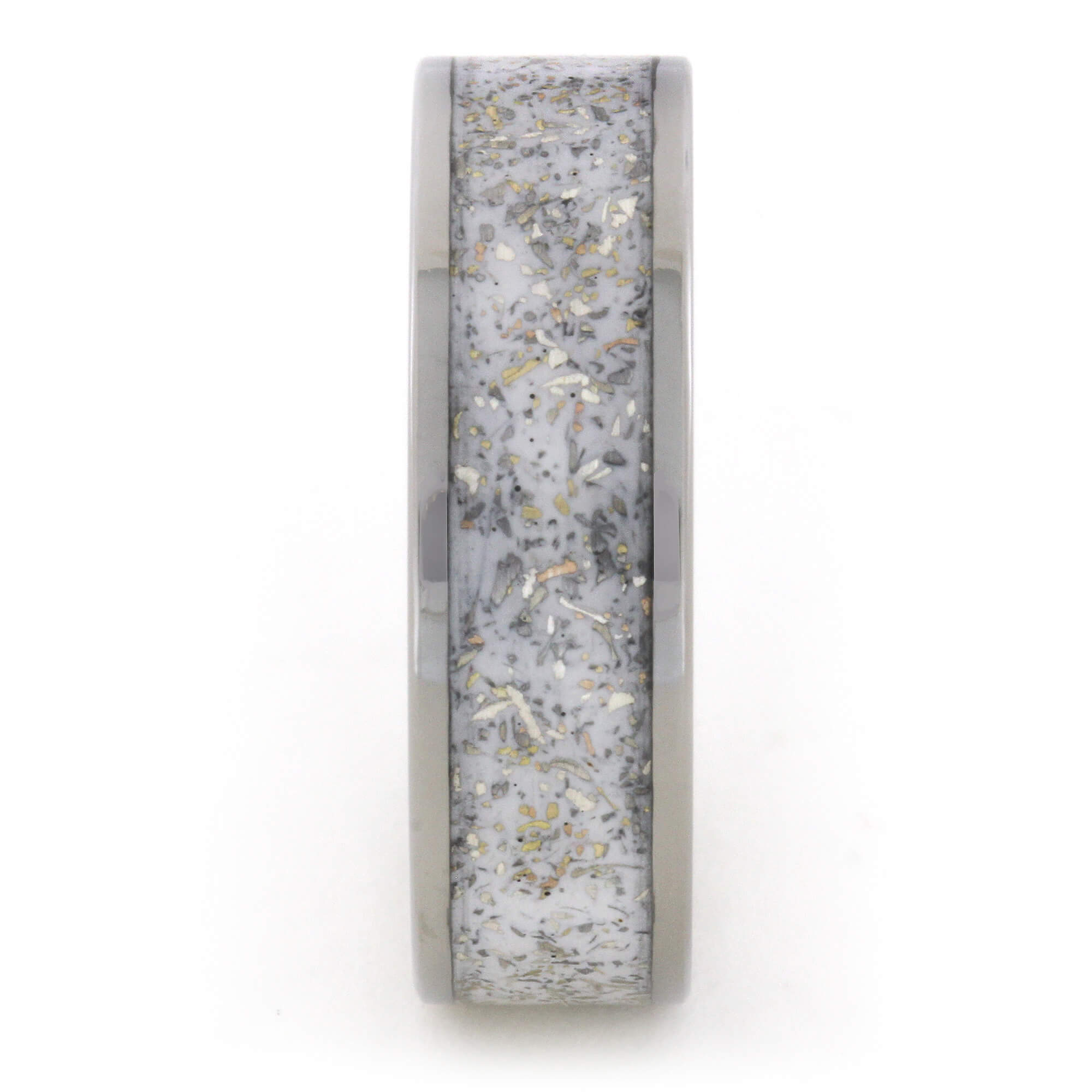 White Stardust™ Wedding Band In Polished Titanium-2558 - Jewelry by Johan