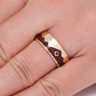 Gemstone Wedding Ring For Men, Mountain Ring With Wood